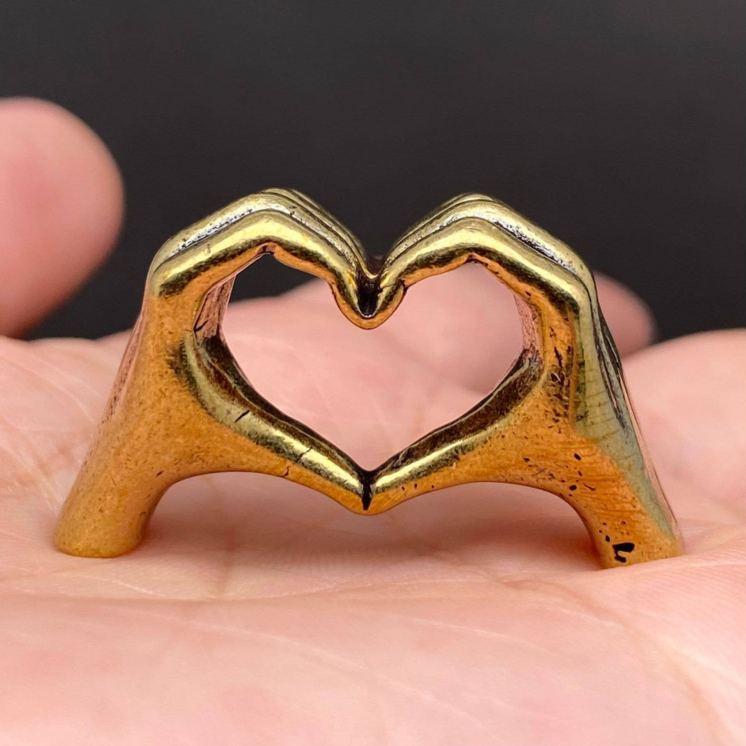 Brass Hand Heart Gesture Desktop Ornament
