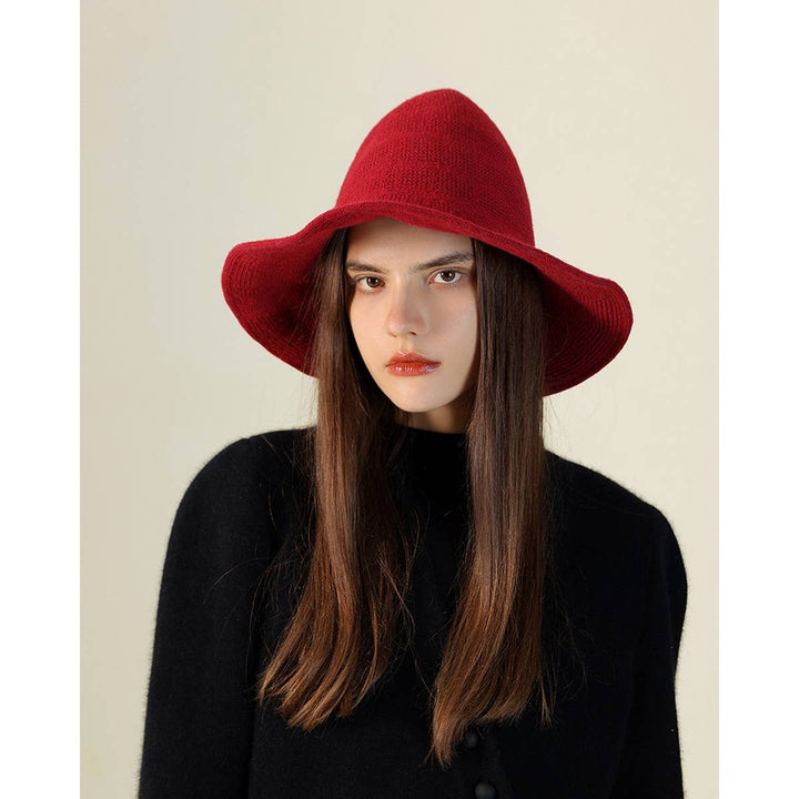 Foldable Knit Witch Hat in cozy coastal boho style for autumn festival season