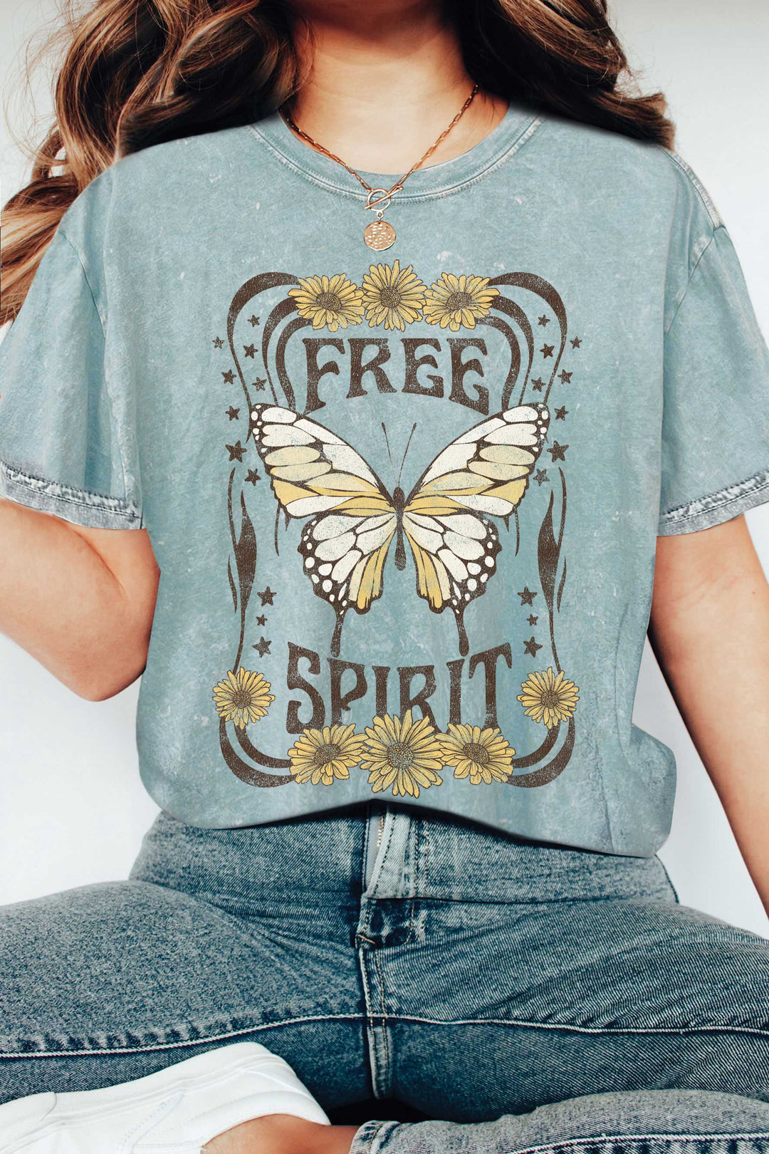 Free Spirit Butterfly Mineral Graphic T-Shirt from Anchored Soul coastal hippie boutique