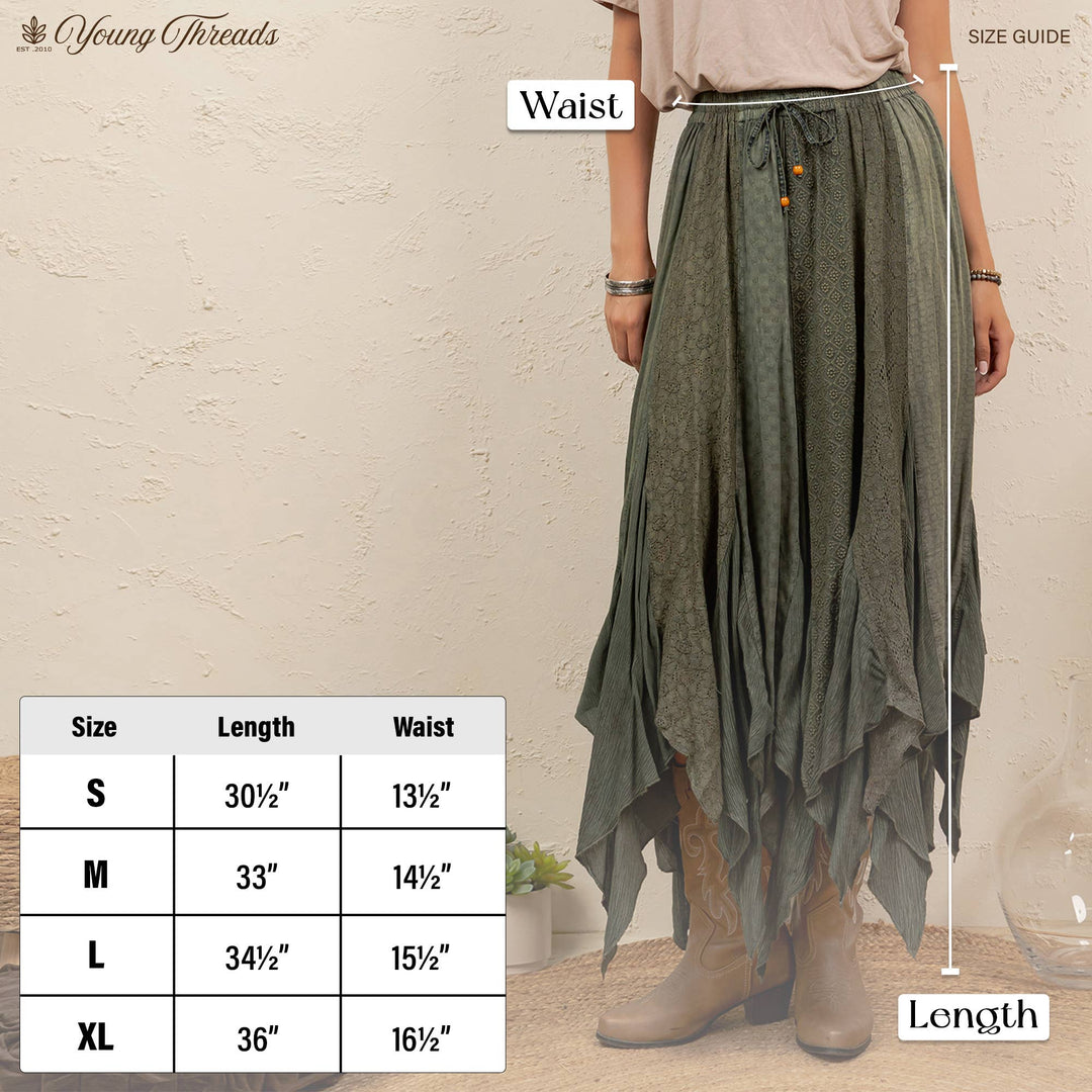 Boho Handkerchief Hem Patchwork Maxi Skirt