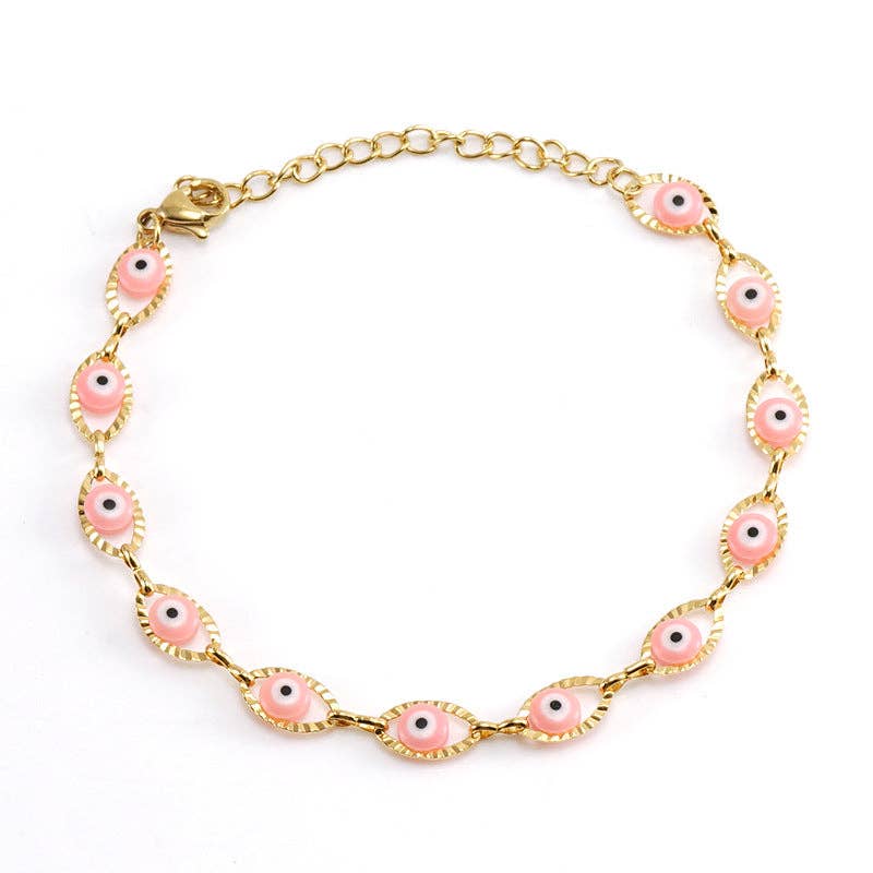 Evil Eye Bracelet 18K gold plated stainless steel boho protection jewelry