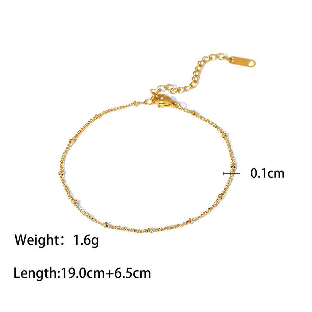 18K Gold Beaded Chain Anklet