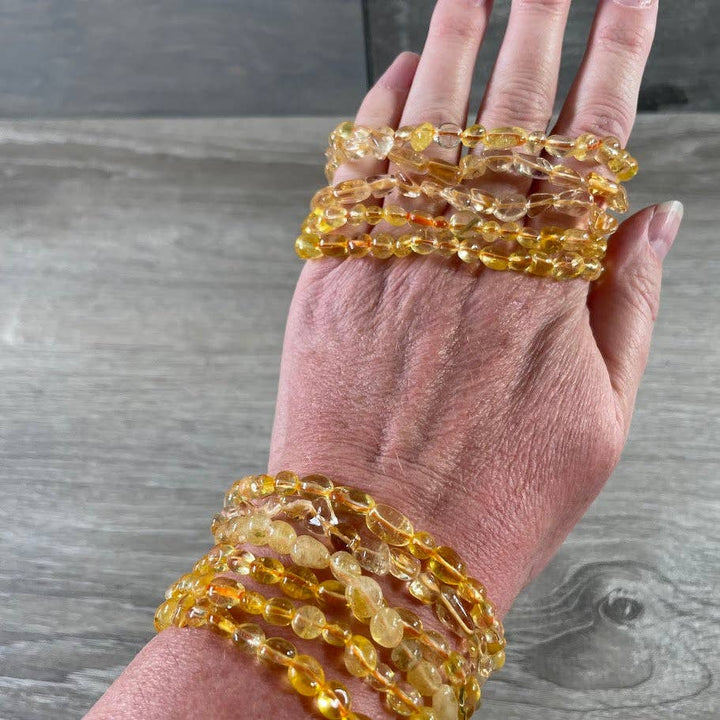 Healing crystal bracelets with natural nugget gemstones for boho spiritual layering