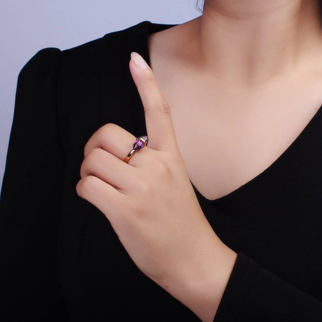 Gemstone Wand Ring 14K Gold Filled with healing crystal boho spiritual style