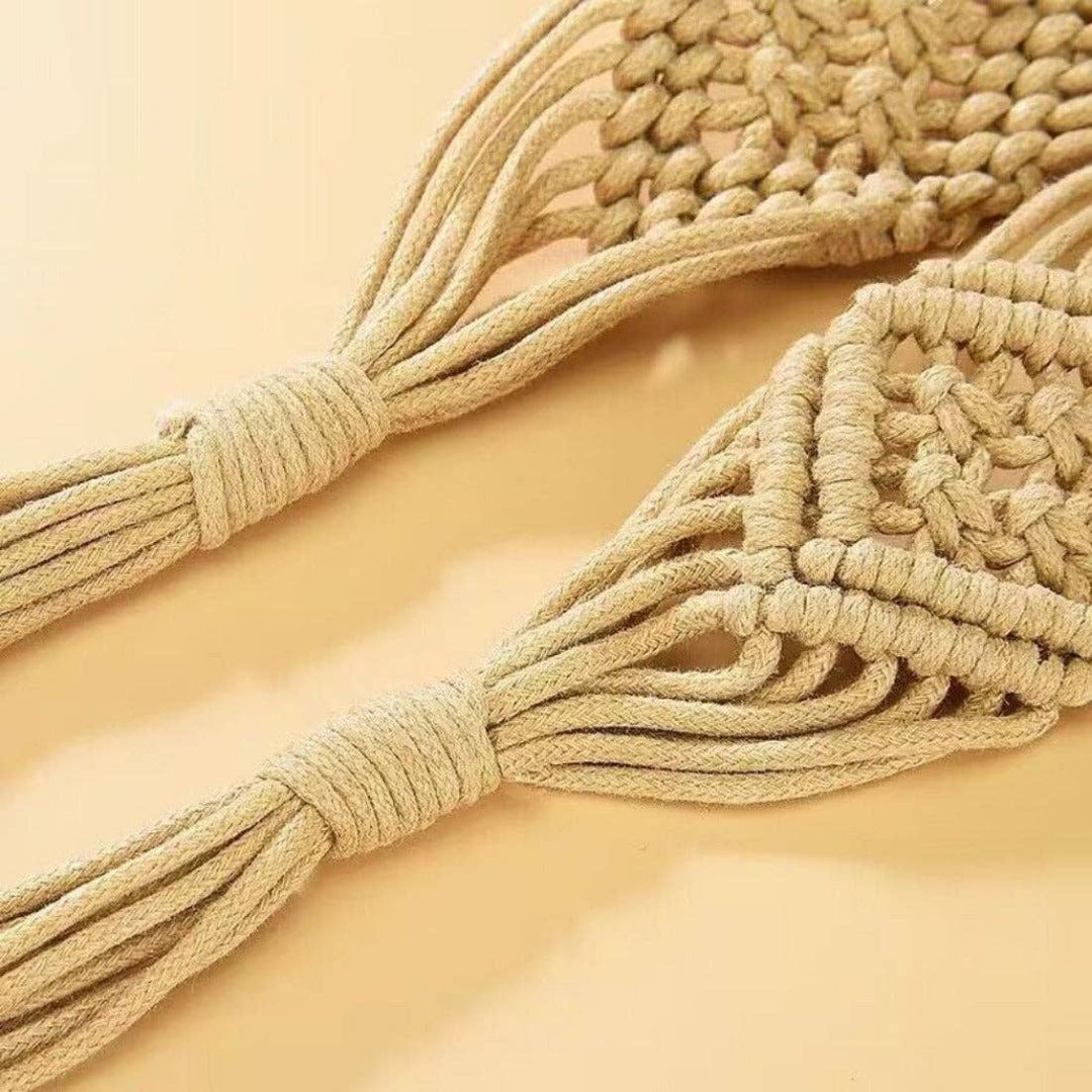 Hollow Knitted Tassel Belt with boho coastal style perfect for beach festival fashion