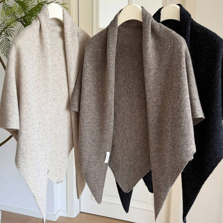 Thick Knit Triangle Wool Shawl