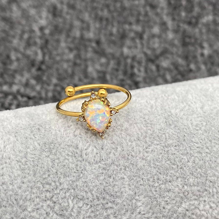 Lucky Opal Ring in 18K gold plated stainless steel boho coastal style