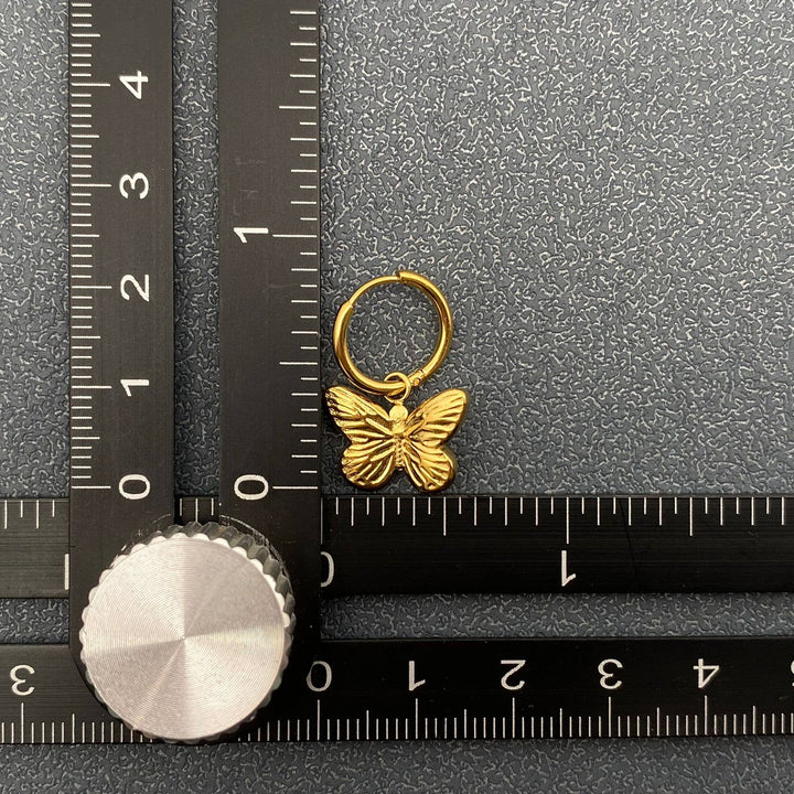 18K Gold Plated Stainless Steel Butterfly Huggie