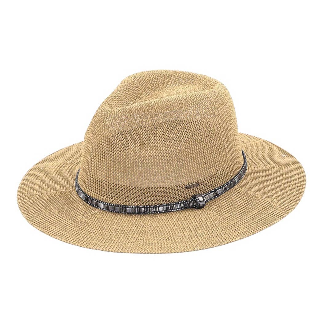 Sage Multi-Colored Thread with Beaded Panama Hat for coastal boho summer style