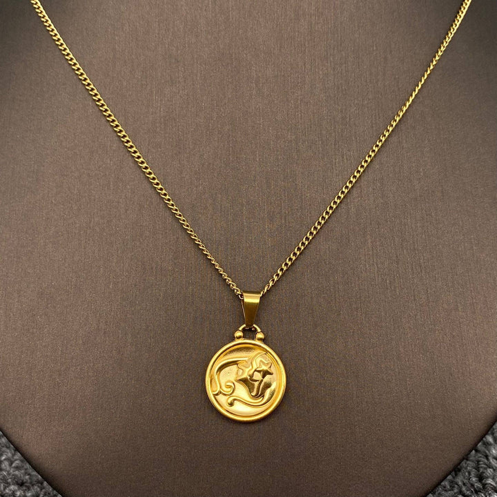 Coin Zodiac 18K Gold Plated SS Necklace