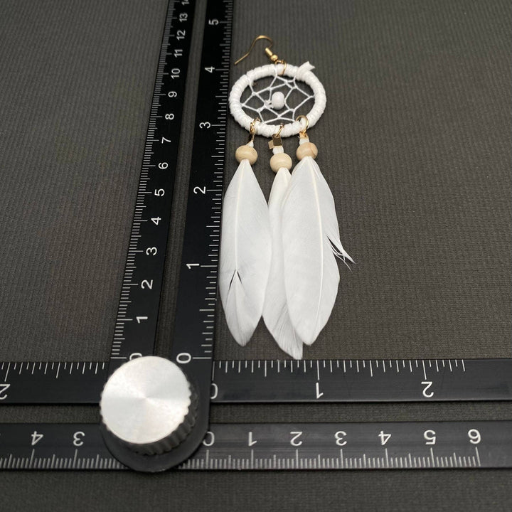 Multi-style White Feather Fringe Dangle Earrings