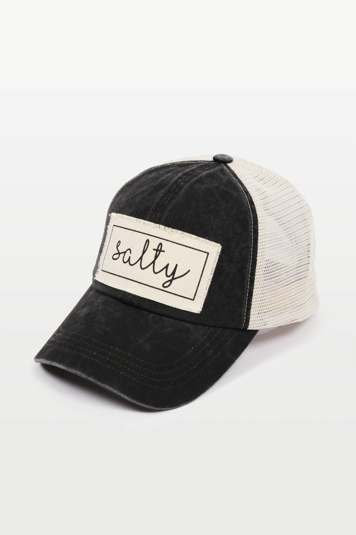 Salty Canvas Patch Mesh Back Baseball Cap for coastal boho beach lovers