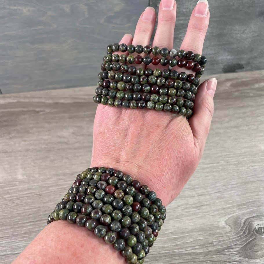 Healing crystal bracelet with 6mm round gemstone beads for coastal boho style