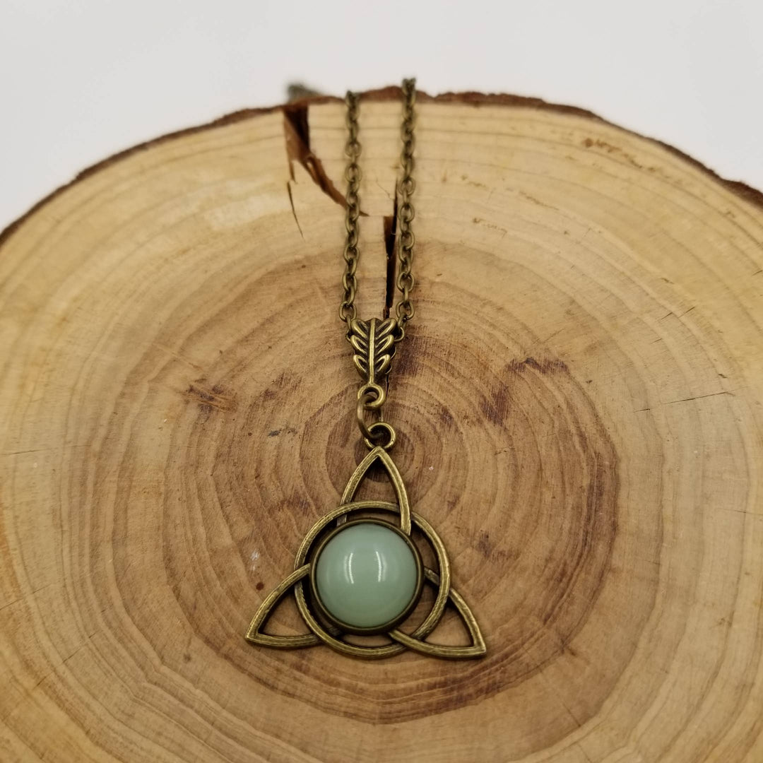 Natural Stone Bronze Triangle Necklace