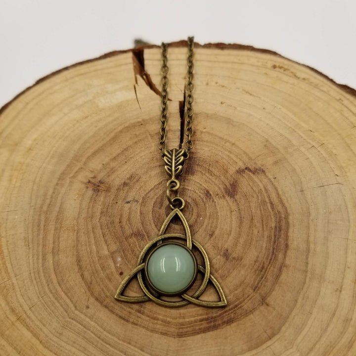 Natural Stone Bronze Triangle Necklace