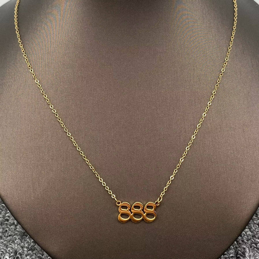 Lucky Angel Numbers 18K gold plated pendant necklace for coastal spiritual intention layering