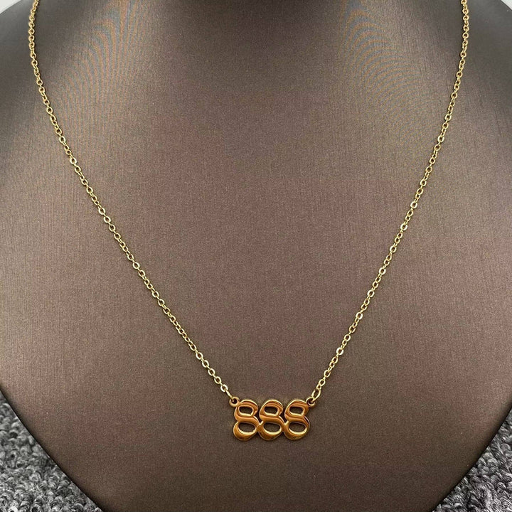 Lucky Angel Numbers gold pendant necklace 18K plated boho spiritual layering jewelry