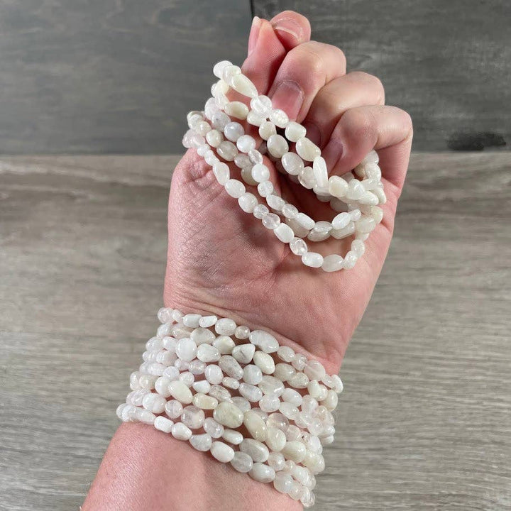 Healing crystal bracelet with natural nugget gemstones for boho spiritual layering