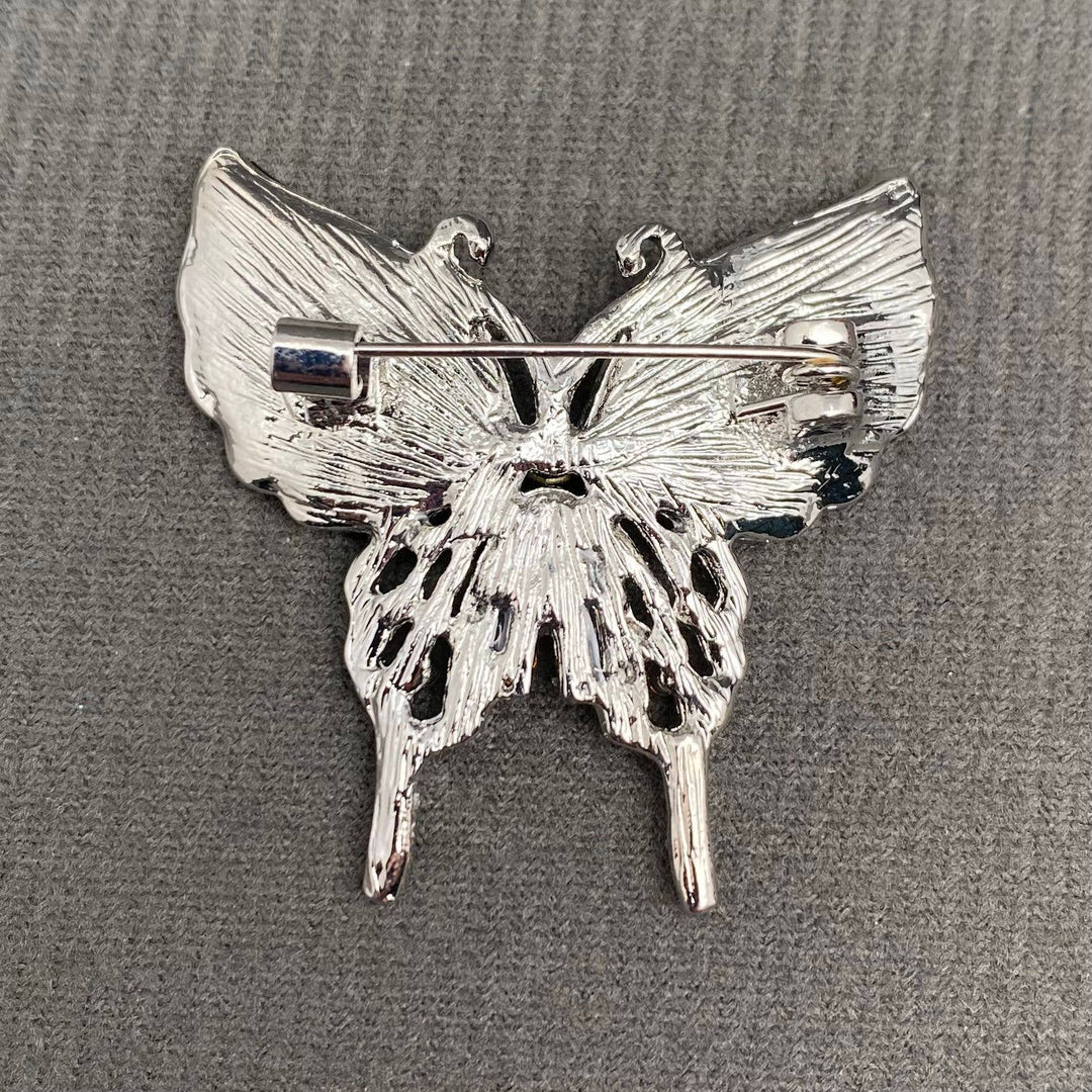 Rhinestones &amp; Abalone Shells Inlaid Butterfly Brooch