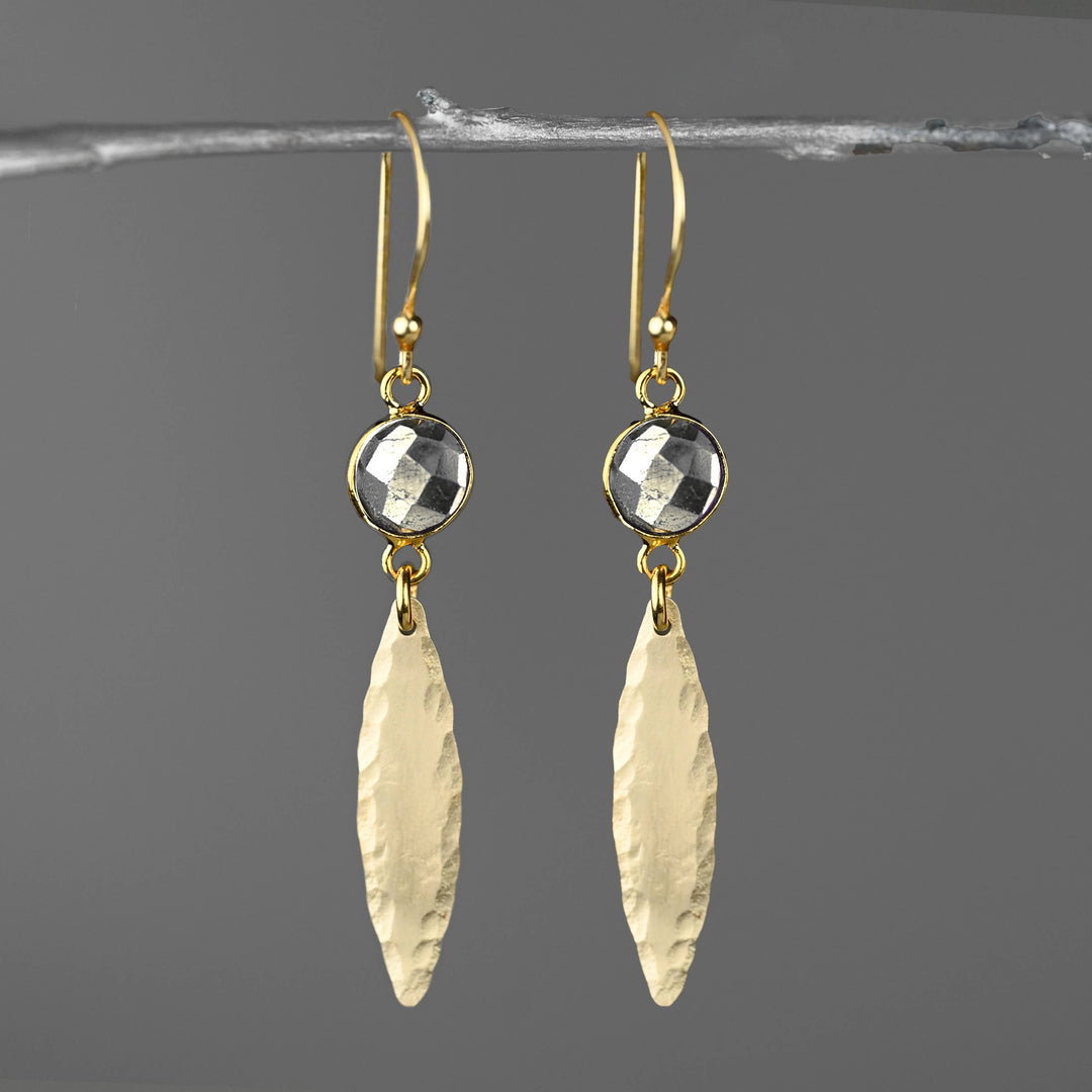 Brass Hammered Marquise Labradorite Blue earrings handmade boho coastal spiritual jewelry