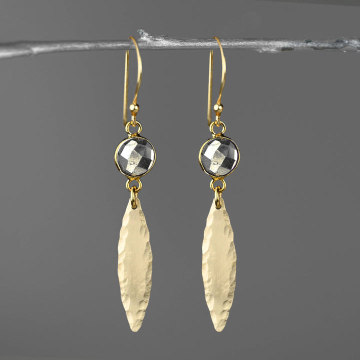 Brass Hammered Marquise Labradorite Blue earrings handmade boho coastal spiritual jewelry