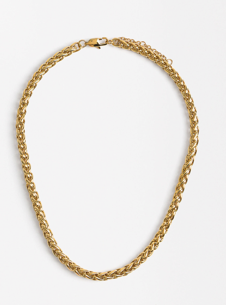 Rope Spiga Necklace Stainless Steel  14K Gold. Waterproof