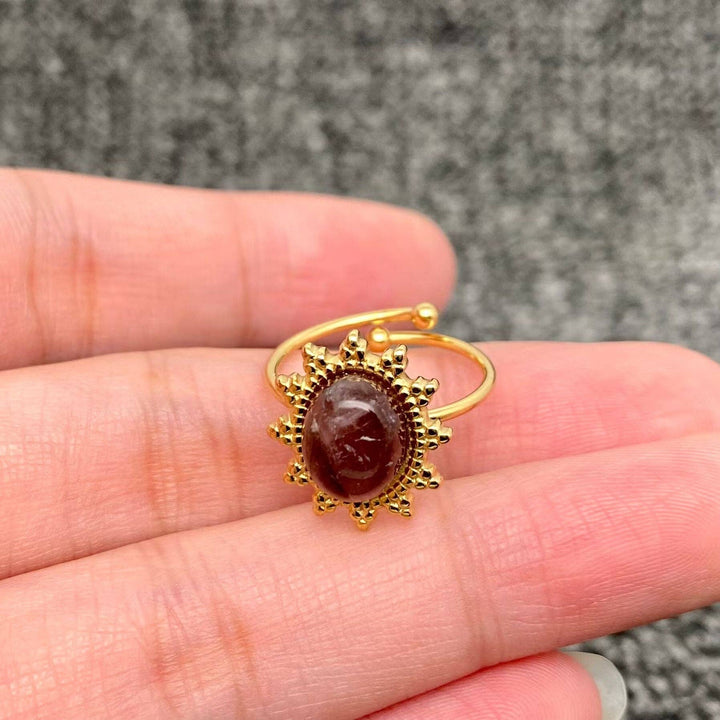 Healing Crystal 18K Gold Plated S.Steel Adjustable Ring