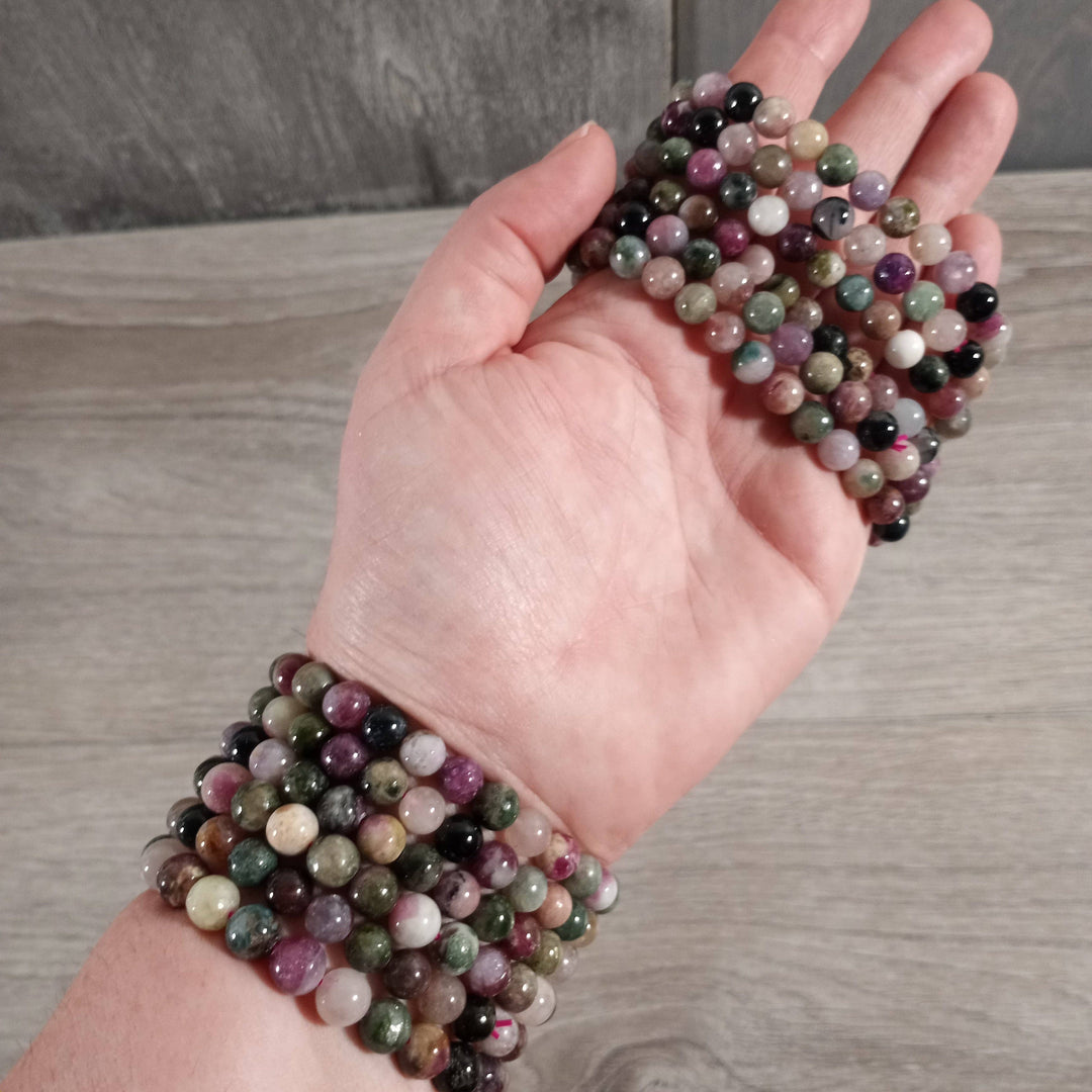 Healing crystal bracelets 6mm round beads stackable boho coastal spiritual jewelry