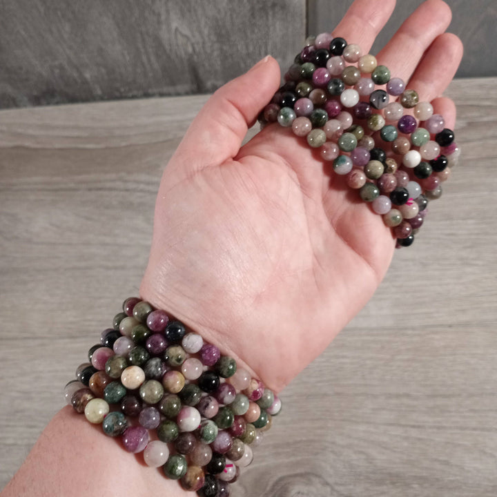 Healing crystal bracelets 6mm round beads stackable boho coastal spiritual jewelry
