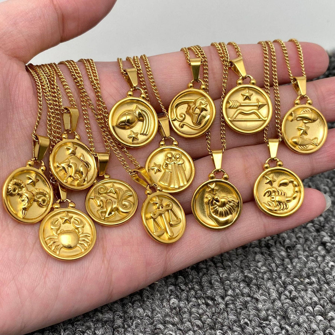 Coin Zodiac 18K Gold Plated SS Necklace