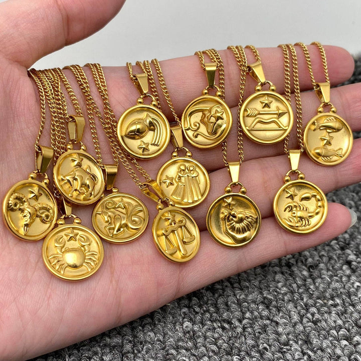 Coin Zodiac 18K Gold Plated SS Necklace