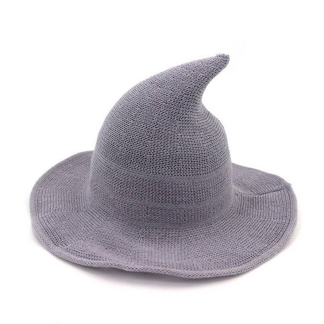 Foldable Knit Witch Hat in cozy boho style perfect for coastal fall festivals