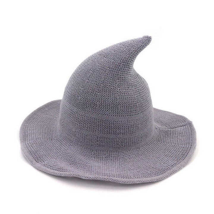 Foldable Knit Witch Hat in cozy boho style perfect for coastal fall festivals