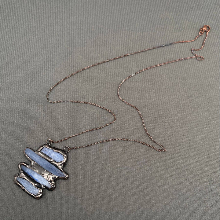 Vintage 4 Kyanite Stone Pendant Necklace