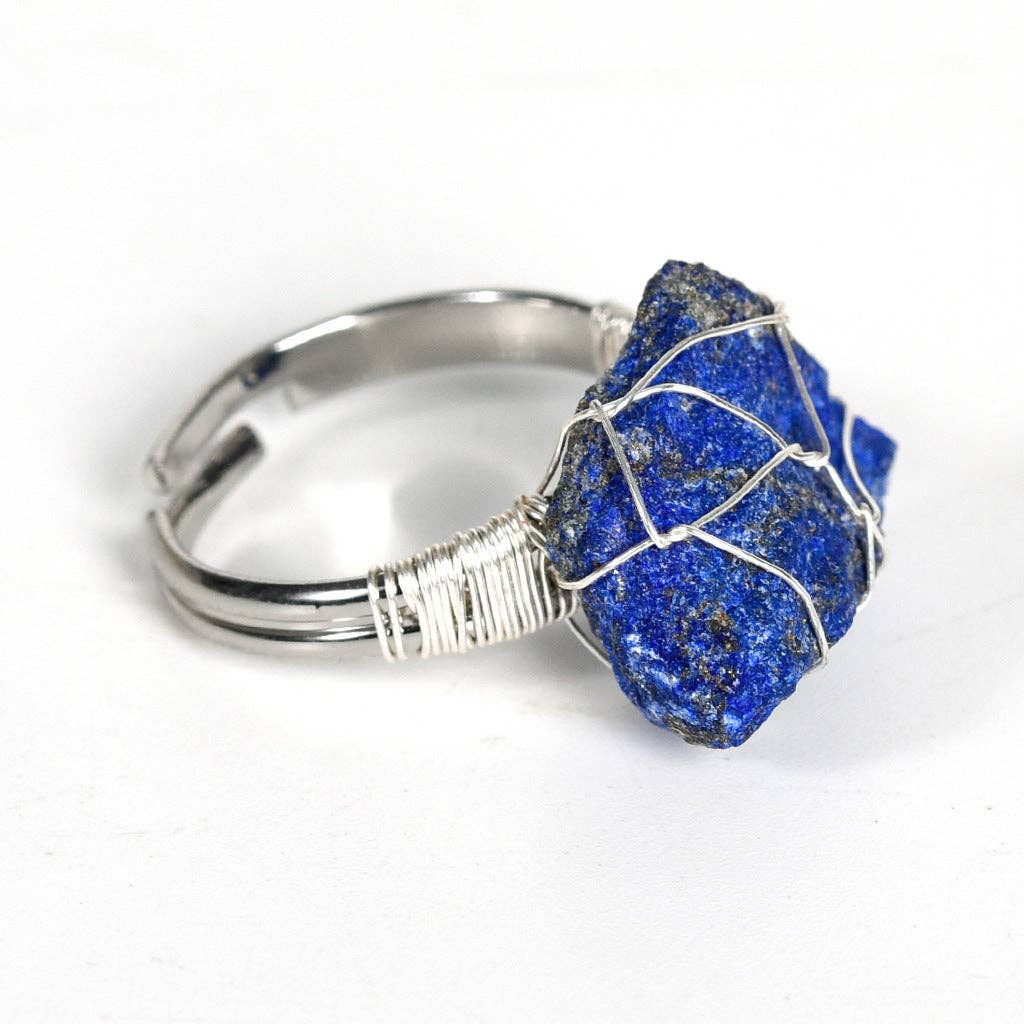 Natural Rough Healing Crystal Copper Wire Ring