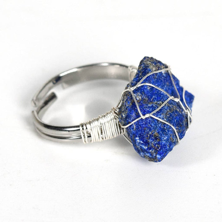 Natural Rough Healing Crystal Copper Wire Ring