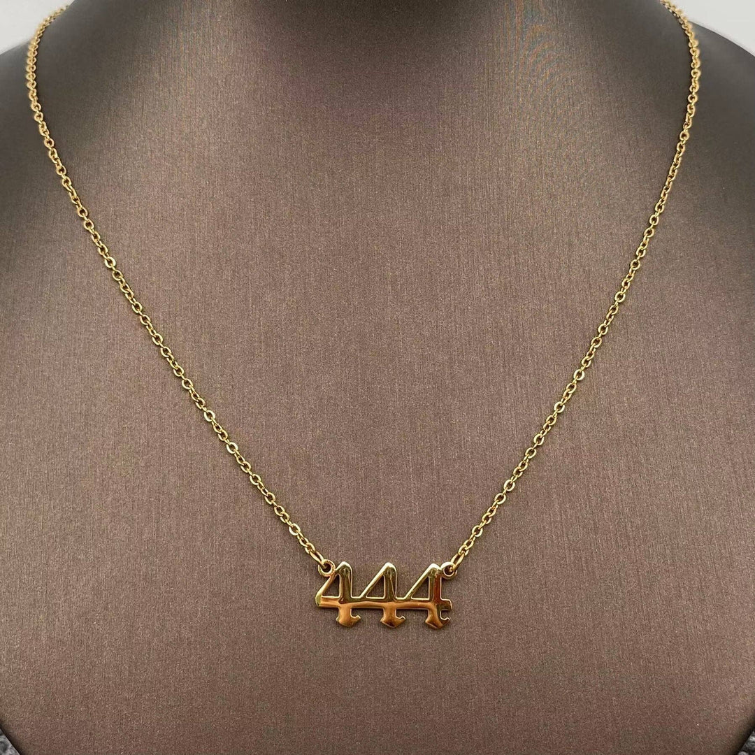 Lucky Angel Numbers 18K gold plated pendant necklace for coastal spiritual layering