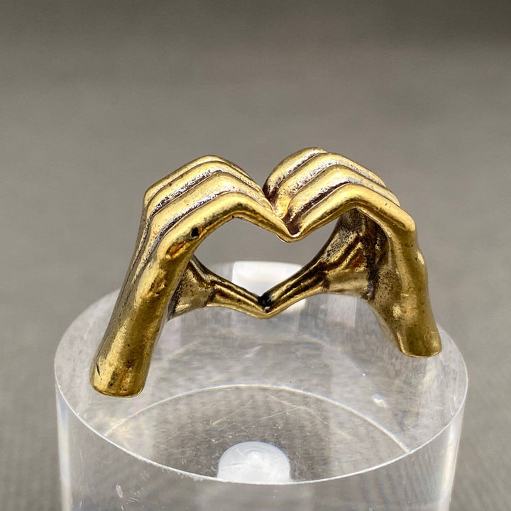 Brass Hand Heart Gesture Desktop Ornament