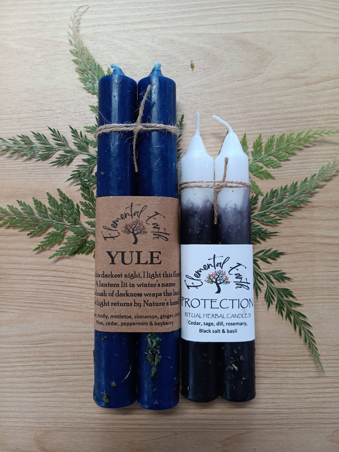 Yule Ritual 7 inch Christmas candles two pack for winter solstice celebration