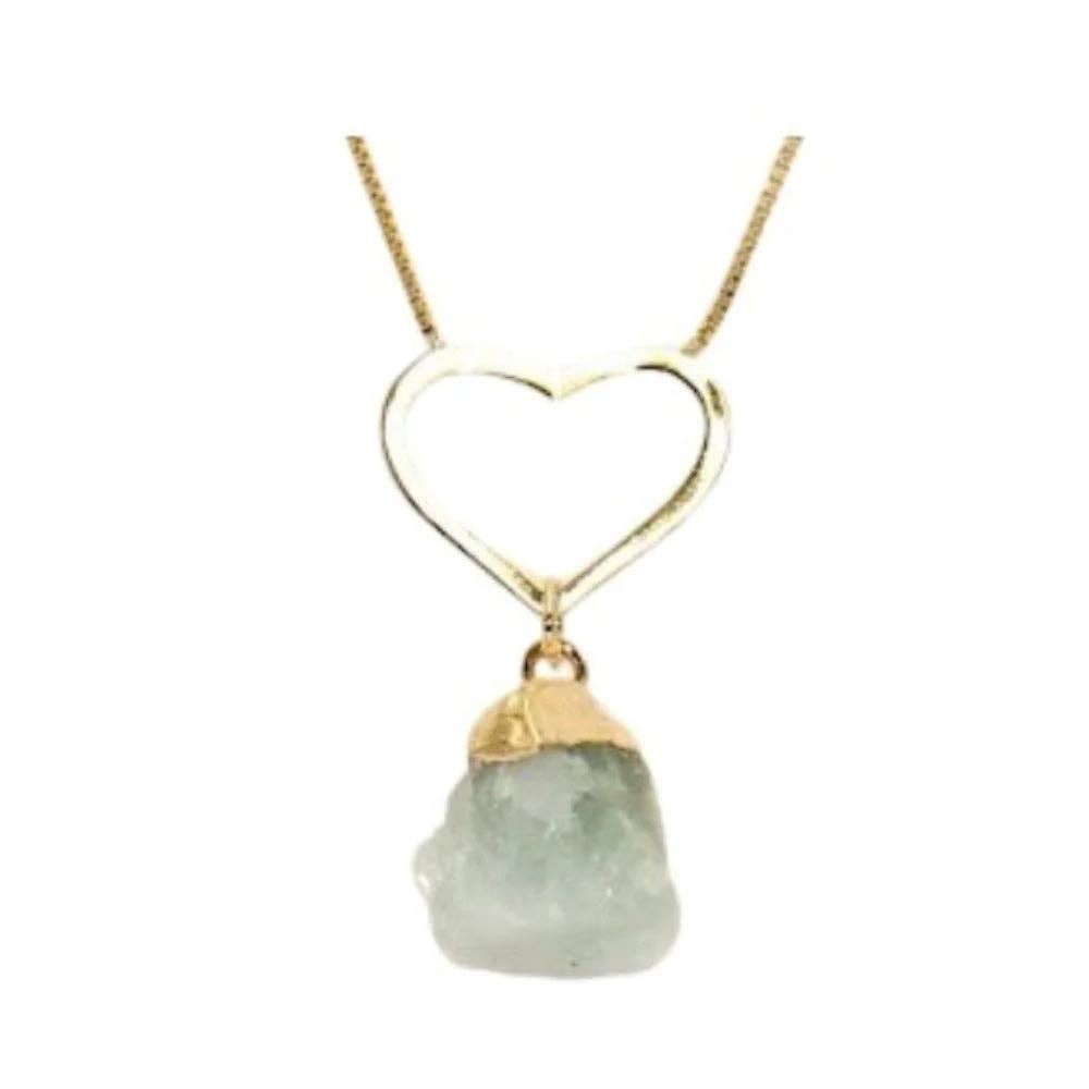 Raw Aquamarine Heart Necklace