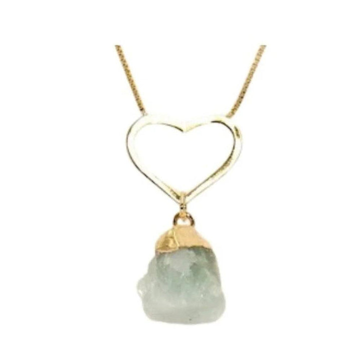 Raw Aquamarine Heart Necklace