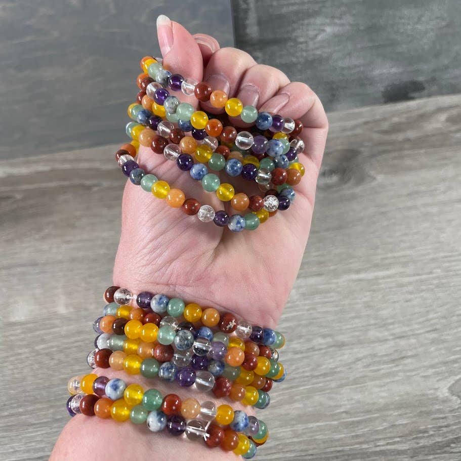 Healing crystal bracelets 6mm round beads in natural gemstone stretch style