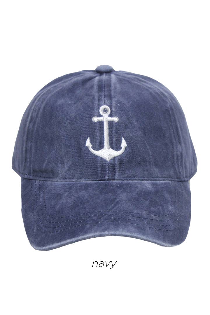 Anchor Embroidered Baseball Cap with coastal boho style perfect for beach days