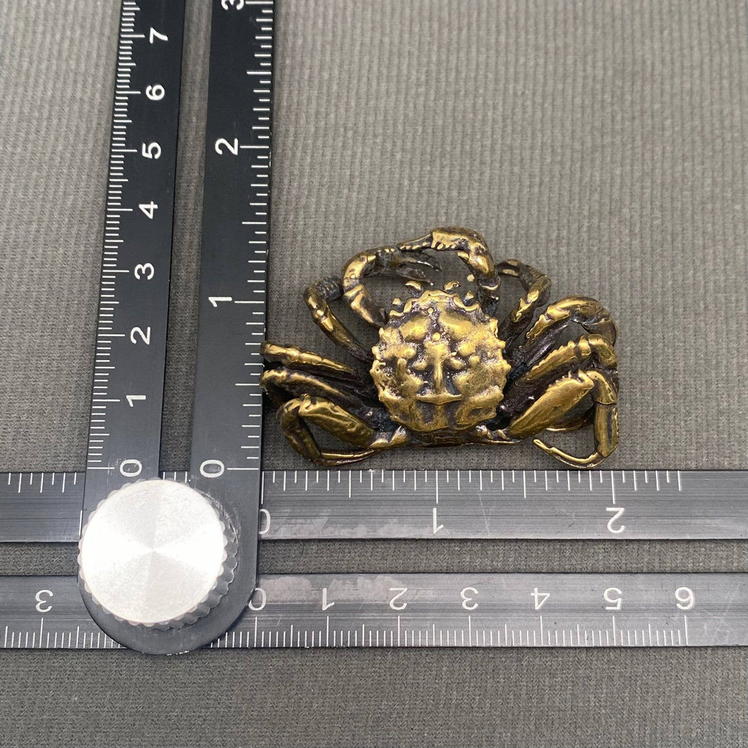Brass Hairy Crab Desktop Ornament handcrafted coastal decor protection symbol spiritual altar piece