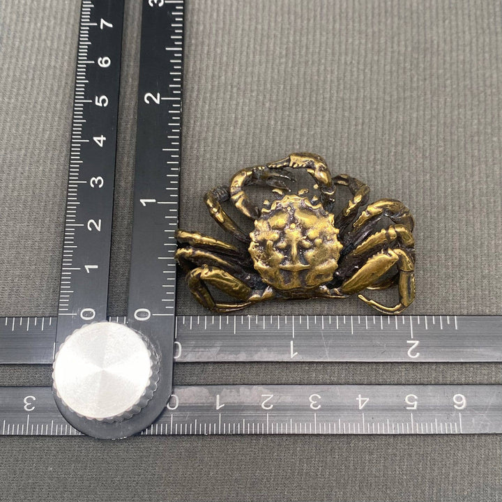 Brass Hairy Crab Desktop Ornament handcrafted coastal decor protection symbol spiritual altar piece