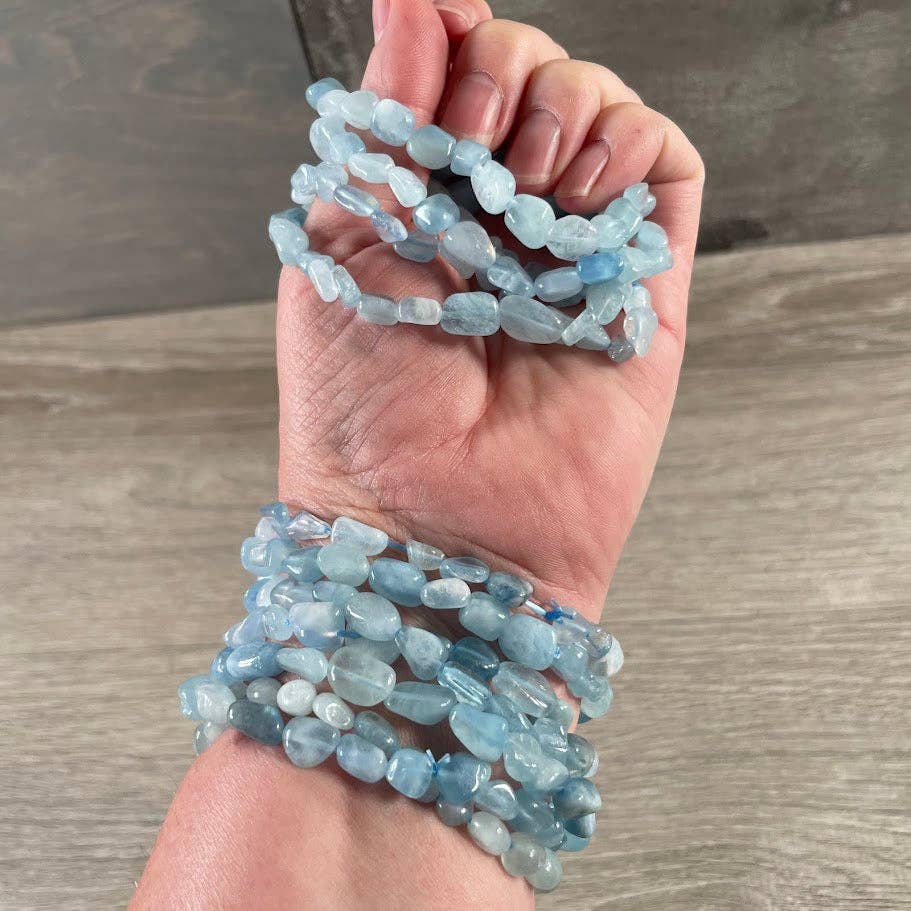 Healing Crystal Bracelets with chunky nugget gemstones for boho coastal spiritual style