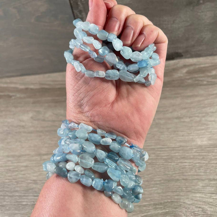 Healing Crystal Bracelets with chunky nugget gemstones for boho coastal spiritual style