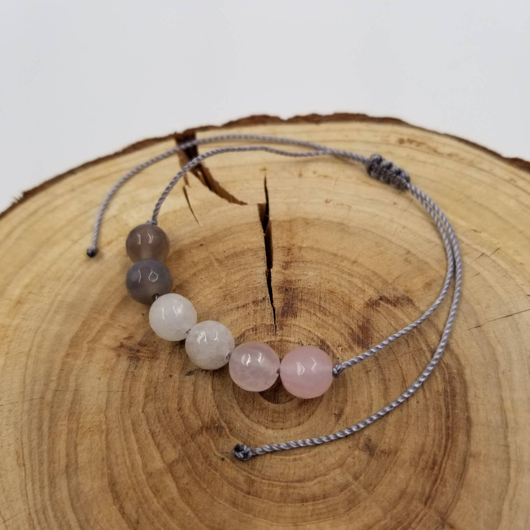 Anxiety Relief Natural Crystal Bead Bracelet with adjustable natural stone beads handcrafted for calm