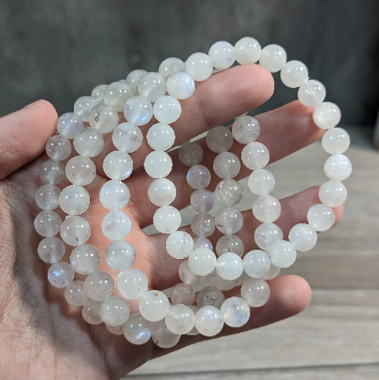 Healing Crystal Bracelets 8mm round gemstones for boho coastal spiritual intention wear