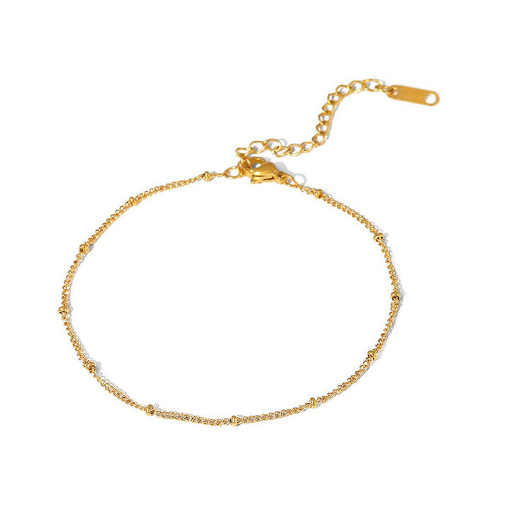 18K Gold Beaded Chain Anklet